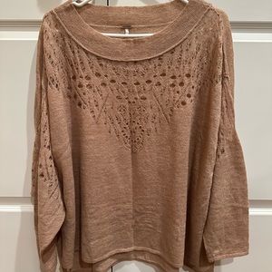 Free People Beige Wool Alpaca Blend Pointelle Ballet Sweater XS